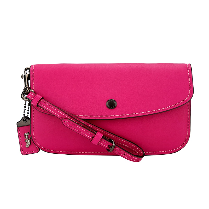 COACH 蔻驰 奢侈品 女士专柜款玫红色中长款皮革钱包钱夹 29770 V5FUS