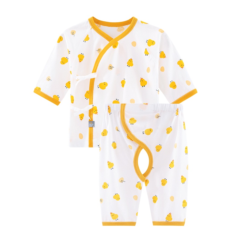 Aengbay 新生婴儿和尚服两件套内衣无骨保暖衣和袍服宝宝秋衣秋裤 优质薄棉 春夏佳选