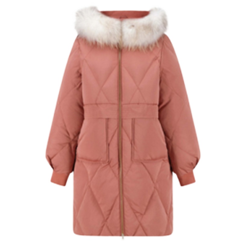 专柜同款羽绒服2019年新款女冬季羽绒服外套宽松长款大毛领白鸭绒加厚棉服709D8014