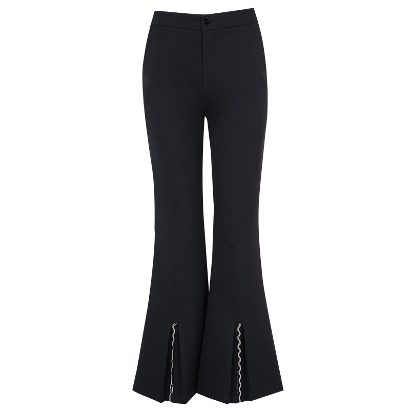 晚白2021春季新品简约纯色高腰百搭帅气甩裤通勤优雅长裤西裤女