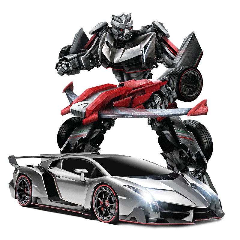 美致模型(MZ) 遥控车 毒药战神 充电礼盒超大尺寸感应变形5代金刚汽车人 儿童男孩玩具车机器人 灰色