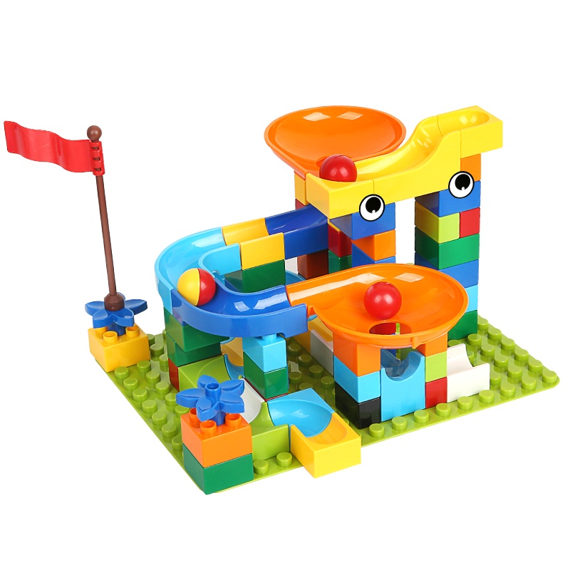 纽奇(Nukied)儿童益智积木玩具创意拼装滑道套装积木立体组装拼插男孩女孩早教智力启蒙趣味滑道大颗粒积木套装83PCS