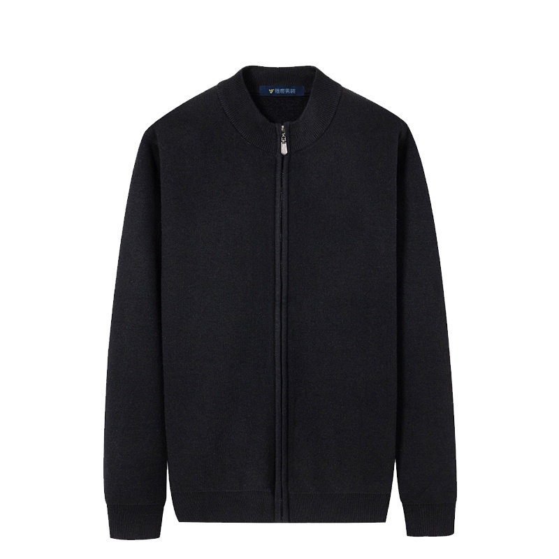 雅鹿男装秋冬新品加绒加厚男士长袖外套纯色商务男款针织开衫13209906