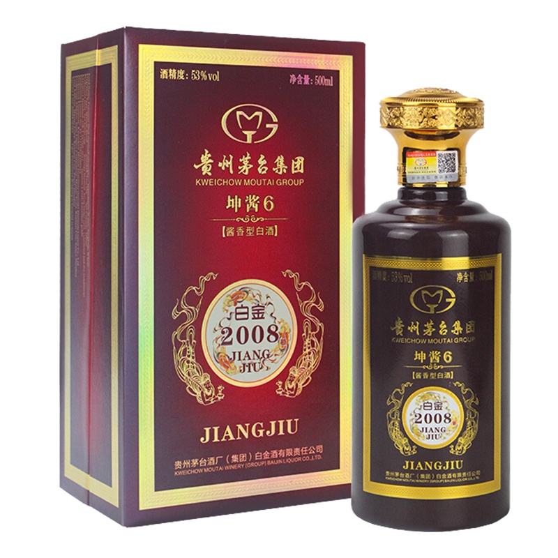 茅台 白金酒 坤酱6(红) 53度 500ml 礼盒装 酱香型白酒