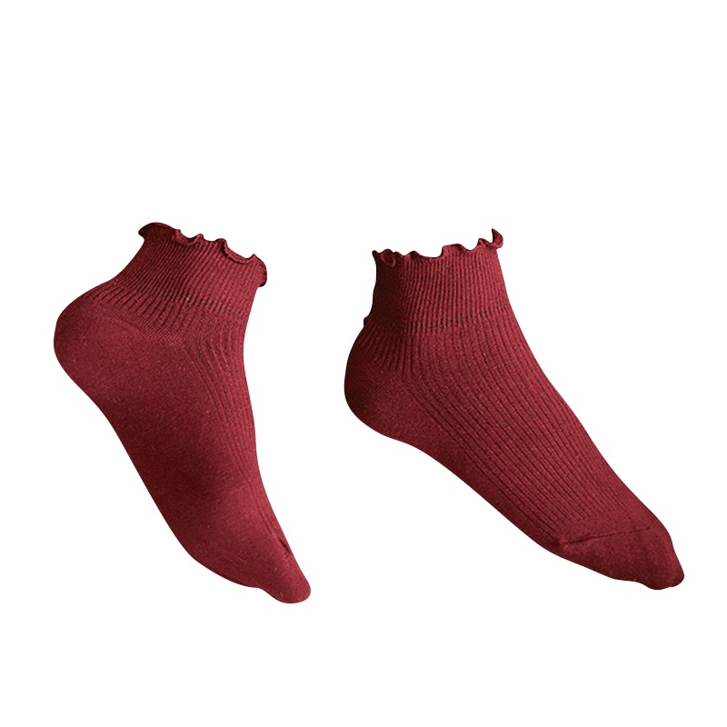 浪莎花边袜子5双女春夏季日系透气棉袜木耳边浅口短袜韩国可爱学院风