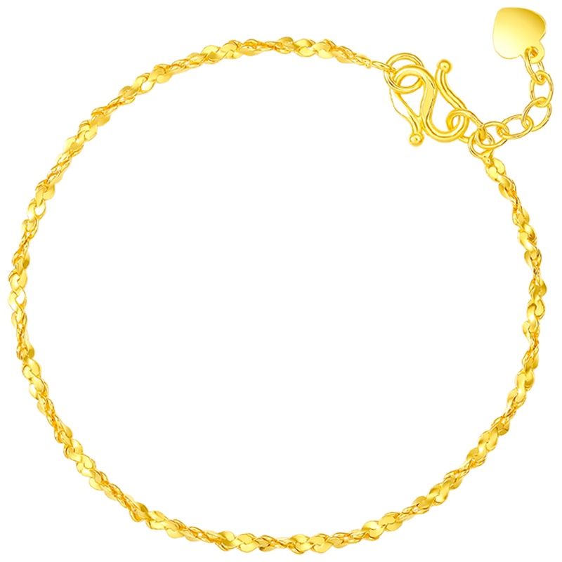 周六福珠宝黄金手链女简约足金细链满天星手链计价素链正品AA071291