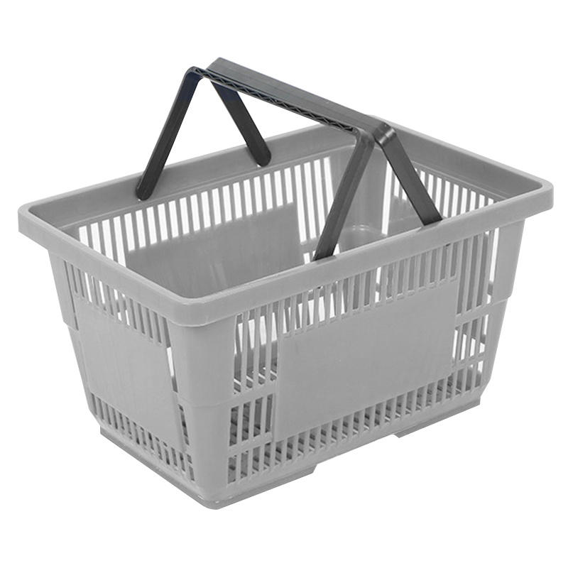 海斯迪克 HKCC16 加厚多功能周转筐 超市购物篮 储物篮仓储篮子 购物筐 手提篮塑料菜篮子新料 中号灰色