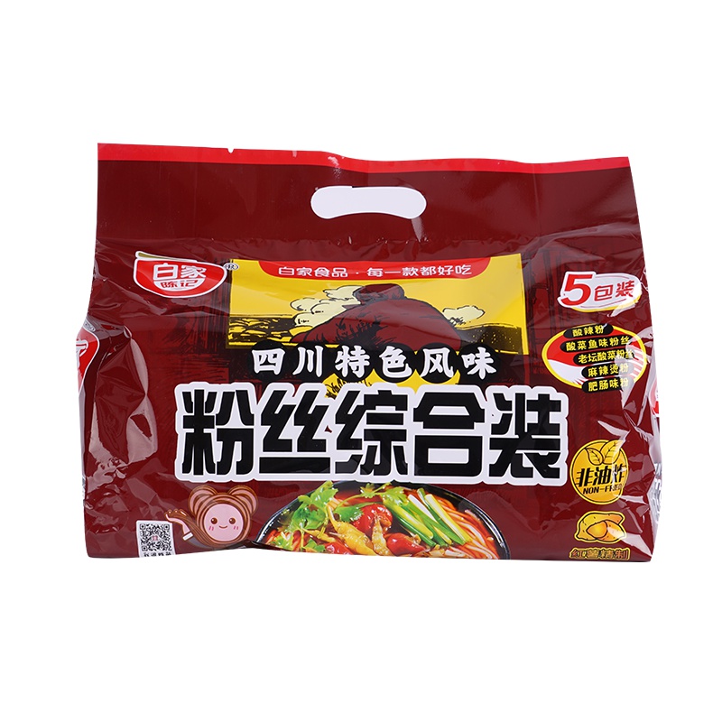 白家陈记(baijia) 综合装方便粉丝五包装541g 方便粉丝 网红5种口味混合装 非油炸速食 厨房调料 特产 旅游