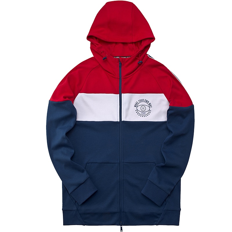 李宁韦德系列男子个性撞色开衫连帽卫衣外套