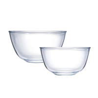 scybe喜碧 24.5cm大号+21cm中号玻璃碗家用加厚大水果碗沙拉碗泡面汤碗色拉碗 两只装