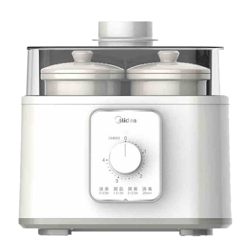 美的（Midea）电炖锅电炖盅蒸汽养生锅1盅5胆白瓷内胆多功能煲粥鸡汤汽锅机械版 MD-DZ16power502