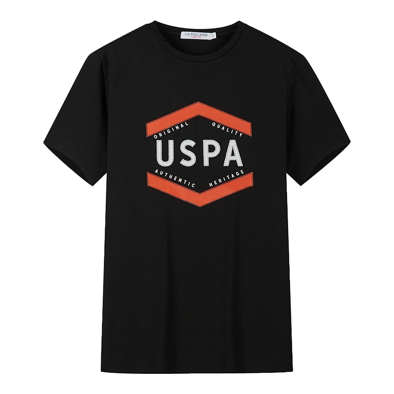 USPOLO ASSN（100%棉）夏季新款男士短袖T恤衫休闲运动时尚圆领印花个性英文潮牌宽松上衣