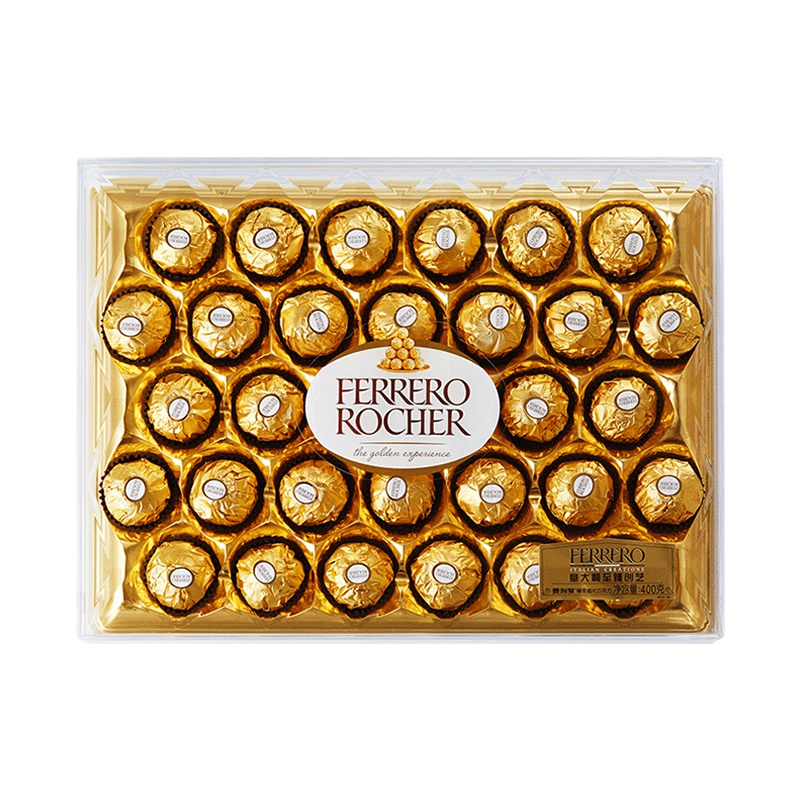费列罗(Ferrero Rocher)榛果威化糖果巧克力 婚庆喜糖零食 情人节表白礼物 32粒礼盒装400g
