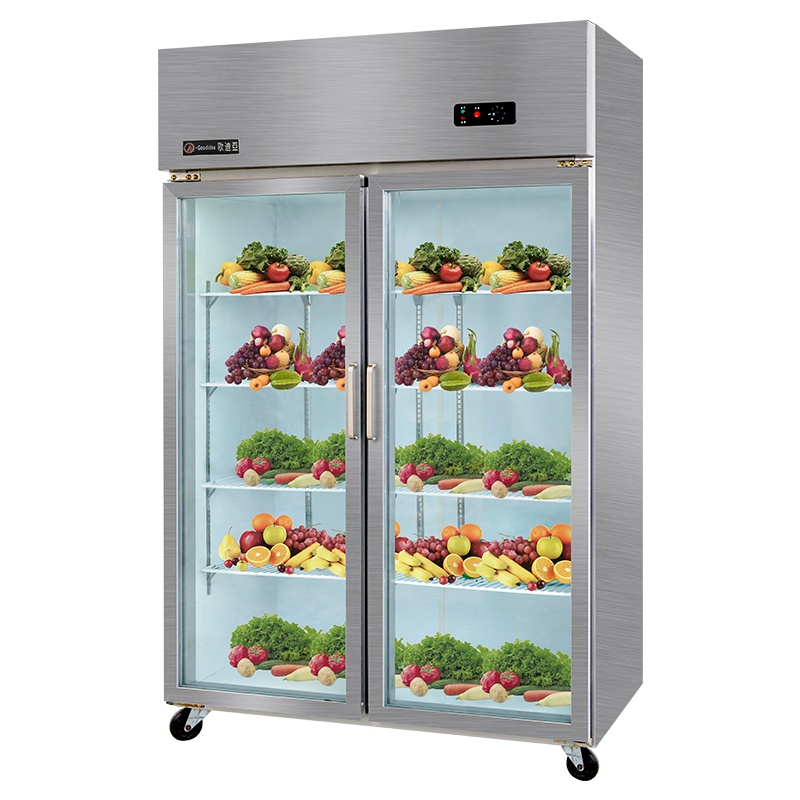 歌迪亚CFR-40B2T 800L 双开门冰箱 商用展示柜 立式陈列柜冰箱 保鲜冷藏柜 超市啤酒饮料柜 不锈钢