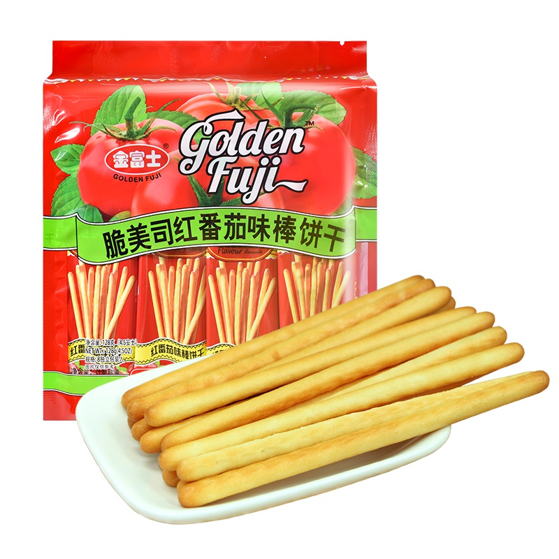 金富士 脆美司手指棒棒饼干 儿童蔬菜营养磨牙棒休闲零食饼干128g 番茄味