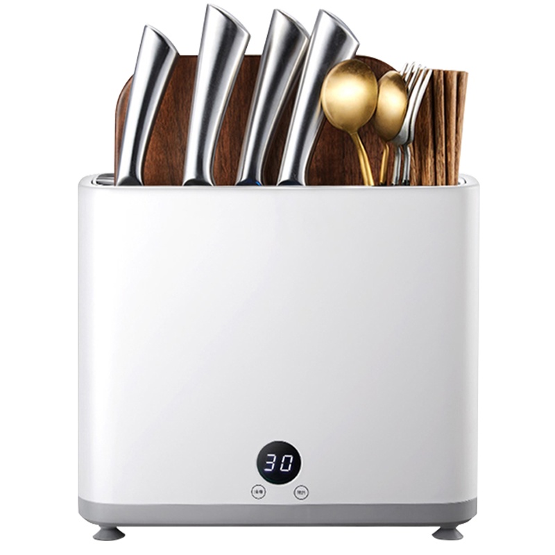 拜杰筷子消毒机智能消毒刀架刀具消毒器厨房置物架家用全自动紫外线杀菌刀座菜刀烘干防霉砧板 白色