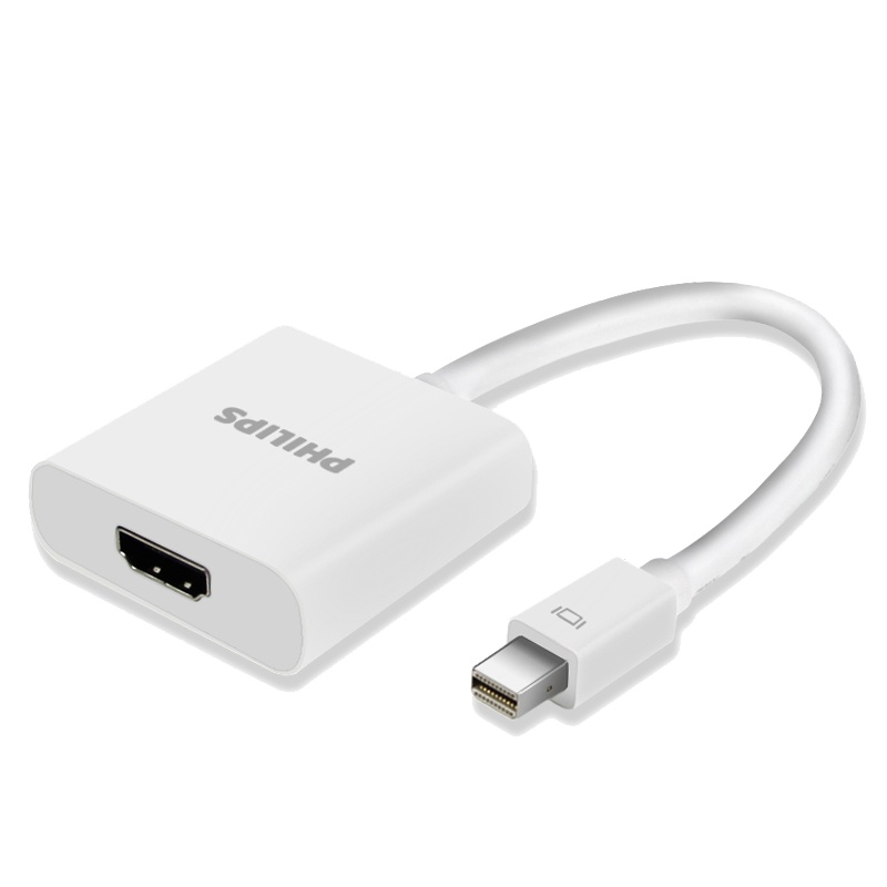 飞利浦miniDP转HDMI 转换器2160P高清视频转接头苹果雷电接口笔记本投影仪连接器 SWR3119BW 白色