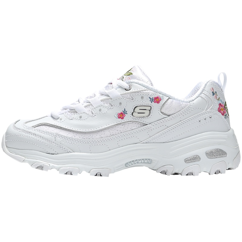 .Skechers斯凯奇女鞋熊猫鞋花朵刺绣复古松糕鞋老爹鞋11977.