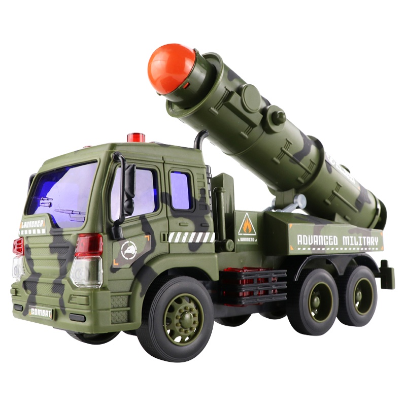 儿童军事工程车玩具车火箭导弹战车军事坦克系列男孩声光汽车模型W650B