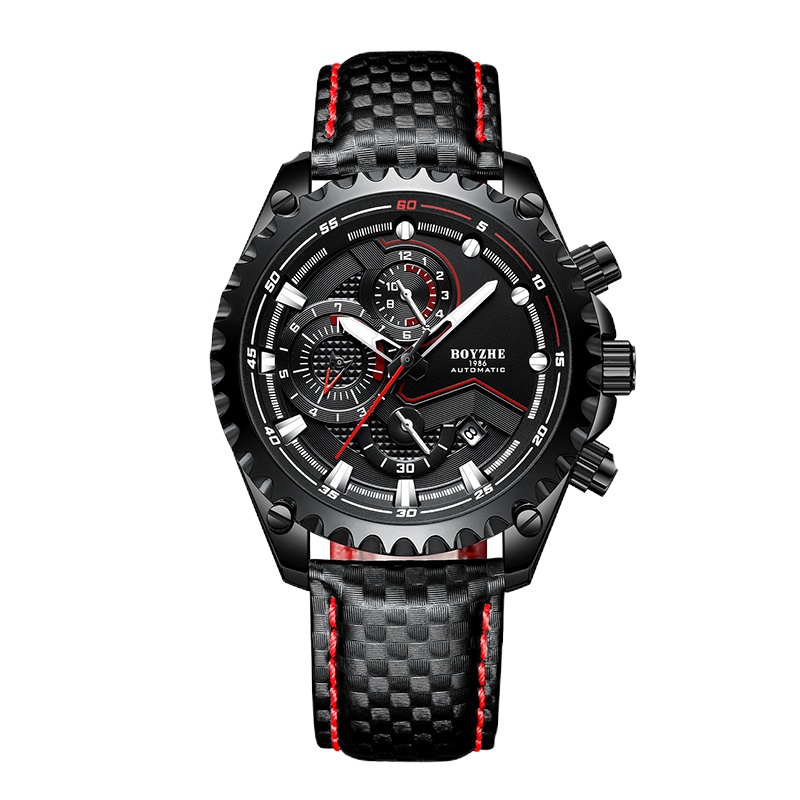 博雅哲(BOYZHE)大表盘全自动机械手表男士夜光防水潮流个性钢带商务瑞士风格学生情侣男神腕表