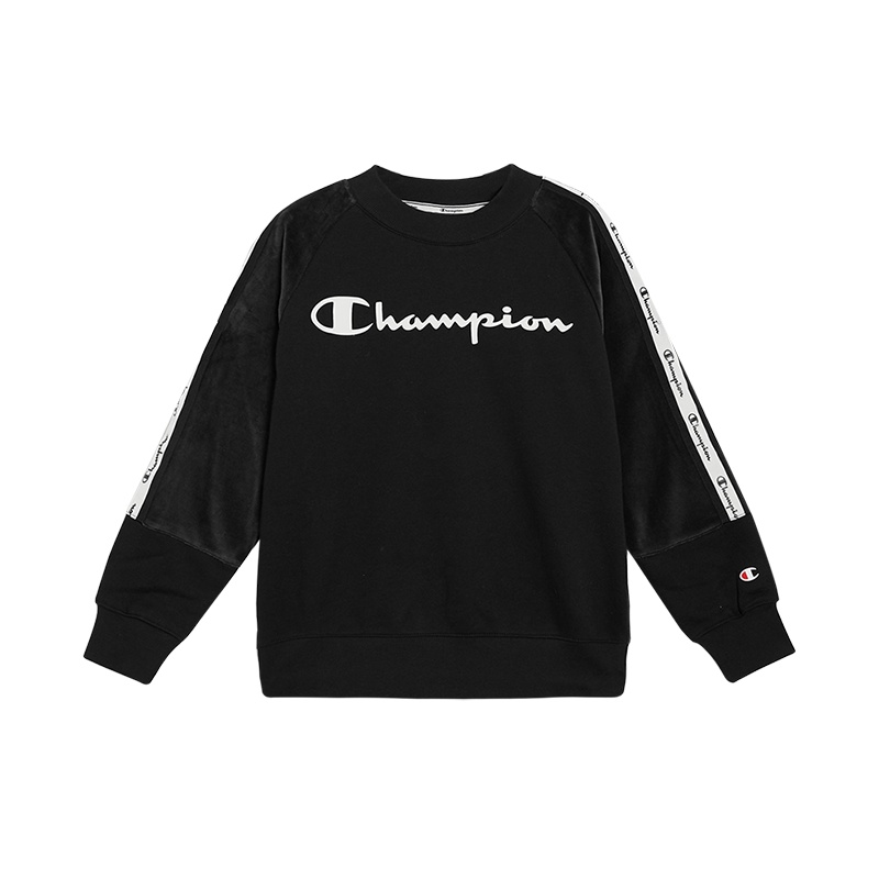 Champion/冠军男女童混纺加绒套头衫经典logo图案高端儿童卫衣/帽衫