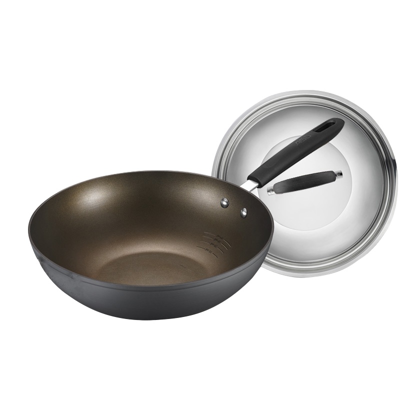 云南爱仕达新无油烟炒锅大容量炒锅不粘锅油你控家用30CM电磁炉燃气通用CL30Y2Q