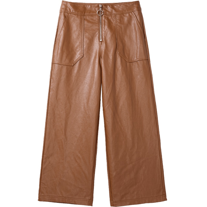 2019爱居兔秋季女装质感光泽休闲阔腿裤