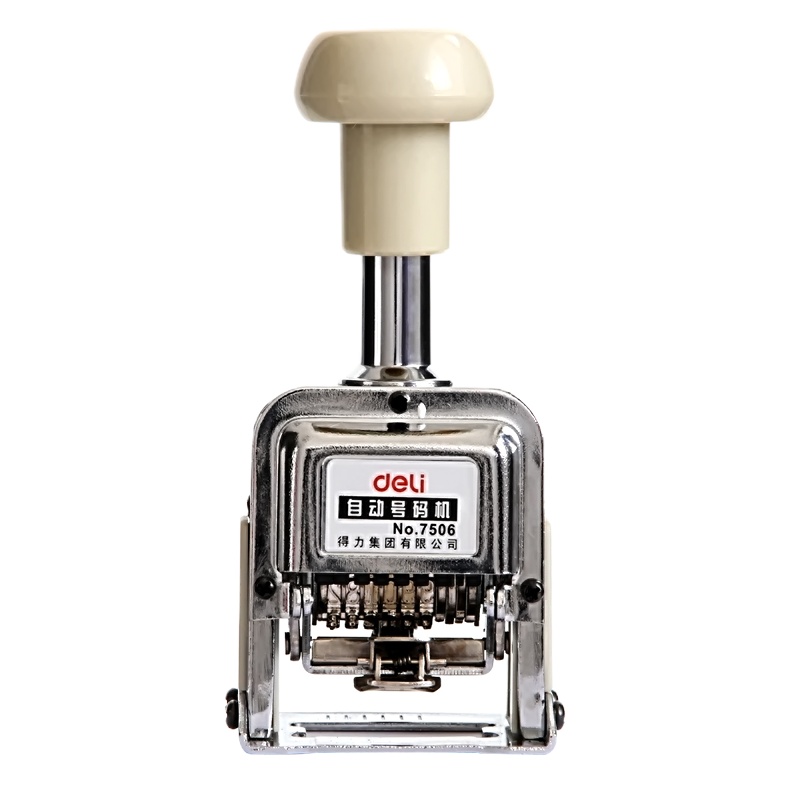 得力(deli)7560自动号码机 6位数字打号机 六位打码机/页码机 正方体 单只装