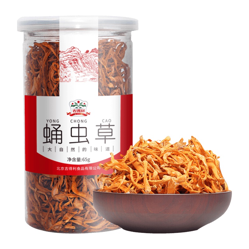 吉得利 蛹虫草 65g 金北虫草花孢子头滋补菌菇食材山珍干货