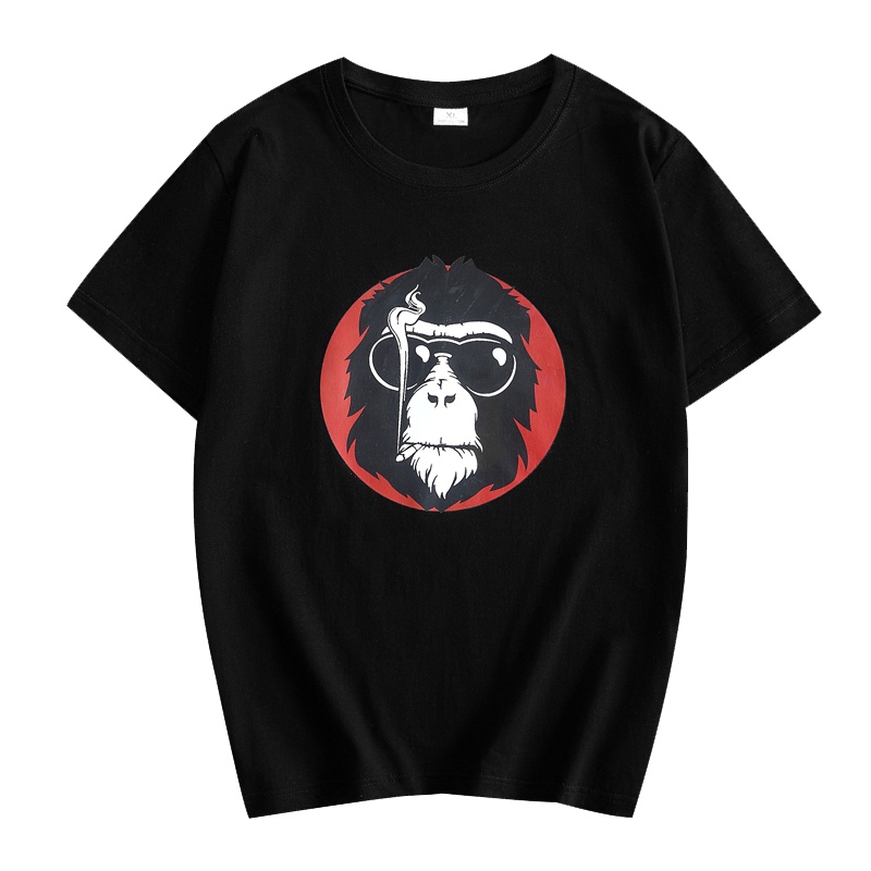 蓝旗(BLUEG) 男款夏季短袖纯色卡通印花T恤休闲简约上衣