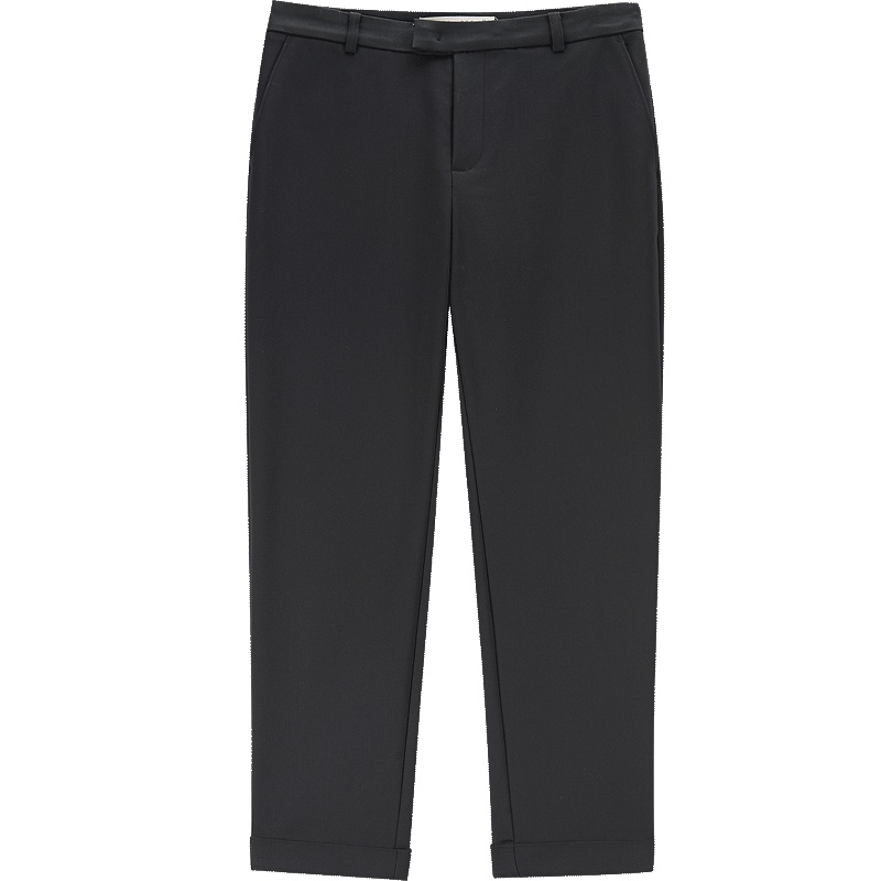 爱居兔春装2019女装 经典黑色裤子直筒休闲裤