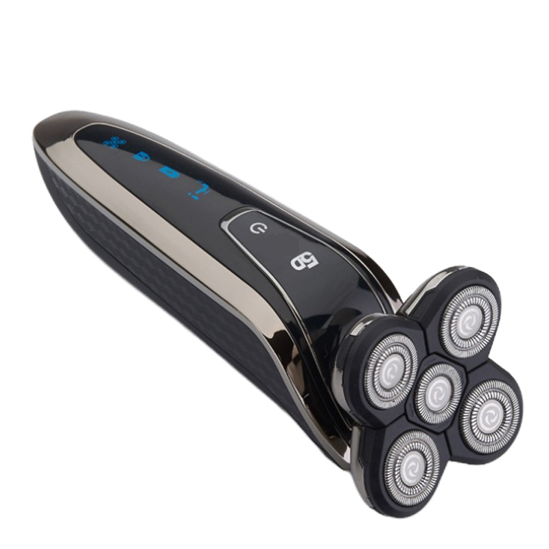 智能5d多功能剃须刀纳丽雅电动男四合一五头剃光头五刀头剃头刮胡刀 枪灰色标配