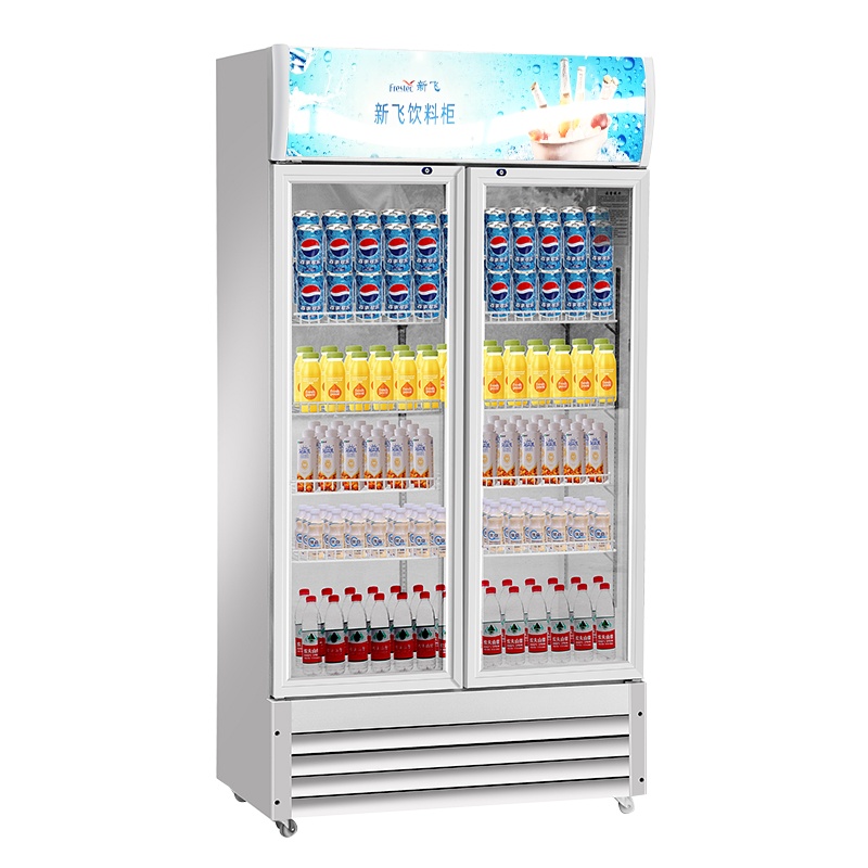 新飞(Frestec)冷藏展示柜商用大容积立式双门陈列柜冷柜保鲜柜玻璃门冰箱超市便利店饮料柜 风冷双门900L白色