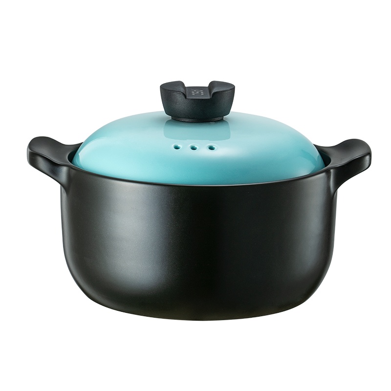 爱仕达陶瓷煲甄陶Ⅲ系列砂锅家用汤煲炖锅 耐热高汤中药煎锅 商超同款 青羽色3.5L浅汤煲 RXC35B3Q