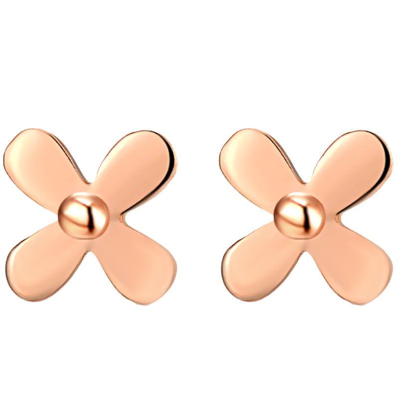 周大生彩金耳钉女正品玫瑰金四叶草气质简约750新款18k金耳环耳饰官方正品饰品 女士珠宝首饰