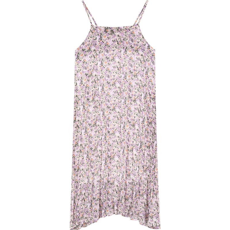 【新款】妖精的口袋法式碎花吊带连衣裙女2020夏季紫色雪纺a字裙