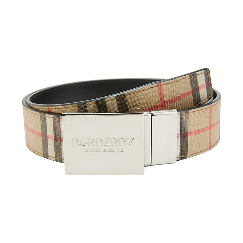 BURBERRY 巴宝莉2020新款 男士经典格纹双面徽标板扣皮带腰带110