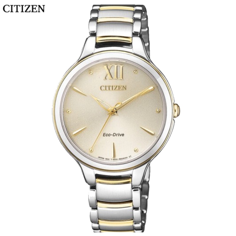 国行 西铁城（CITIZEN）光动能间金色不锈钢表带休闲时尚商务女表 EM0554-82X