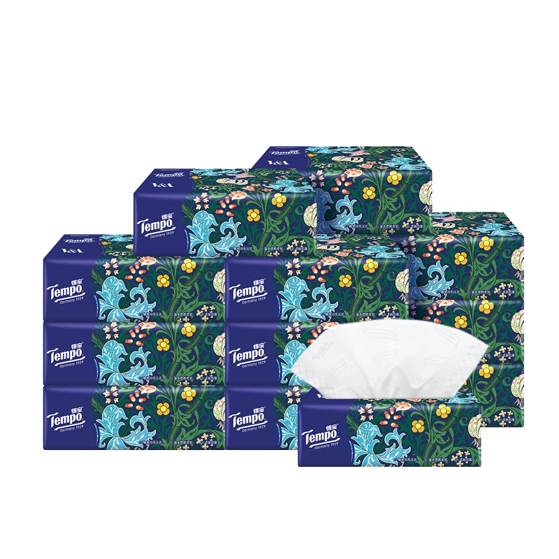 得宝(Tempo) 抽纸 4层90抽*15包纸巾(艺术系列百合款)(整箱销售)