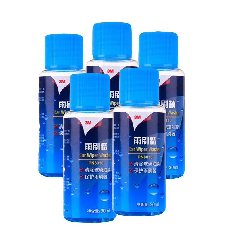 3M 汽车用品玻璃水汽车8016超浓缩雨刷精雨刮水清洗剂车用玻璃清洗剂5瓶装 30ml/瓶