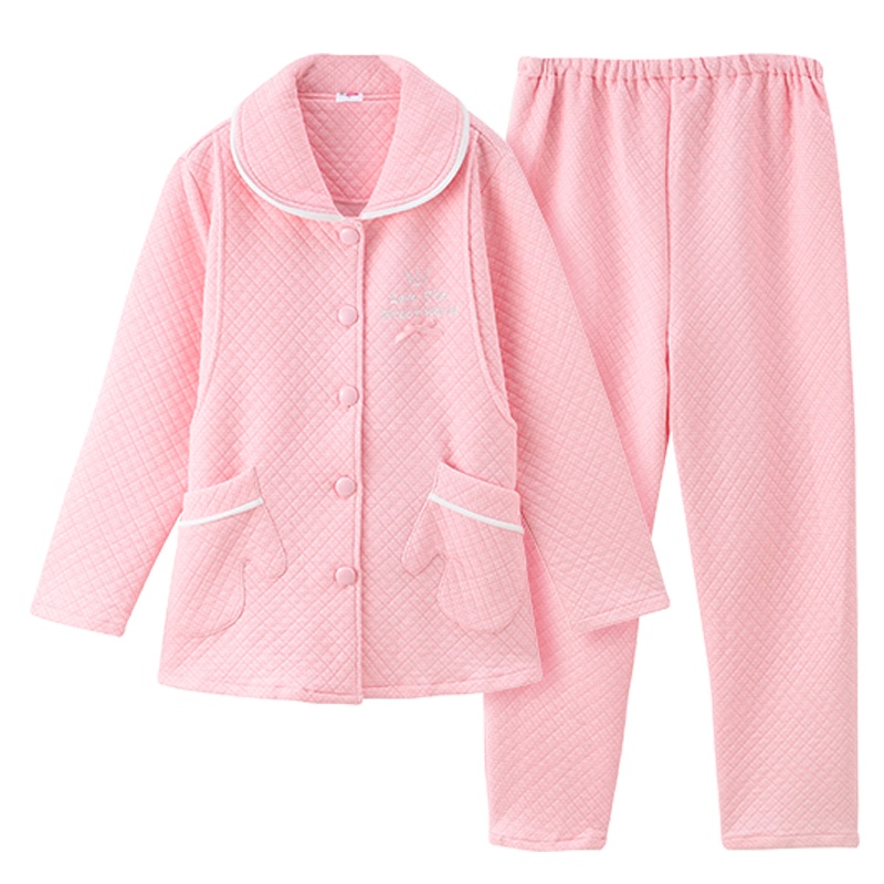 都市丽人时尚休闲宽松翻领长袖长裤秋冬女士家居服套装睡衣1H9115