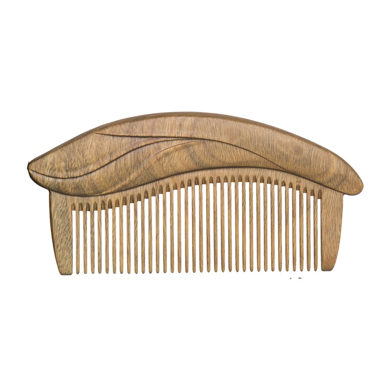 [周广胜]檀木梳子礼物创意绿檀雕花檀香木梳简约送闺蜜礼物毕业纪念 公司订制产品[一叶倾心]