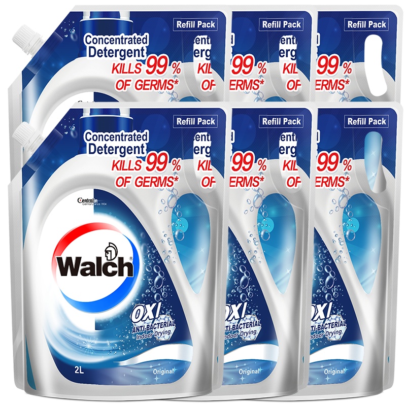 威露士抗菌有氧洗衣液原味袋装2L*6 高效除菌除螨消毒杀菌率99%