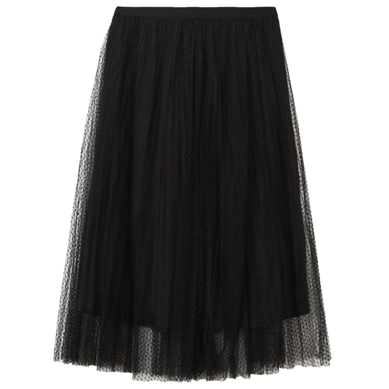 【专柜同款】夏季新款法式宽松性感高腰网纱中长款仙女A字半身裙30092421