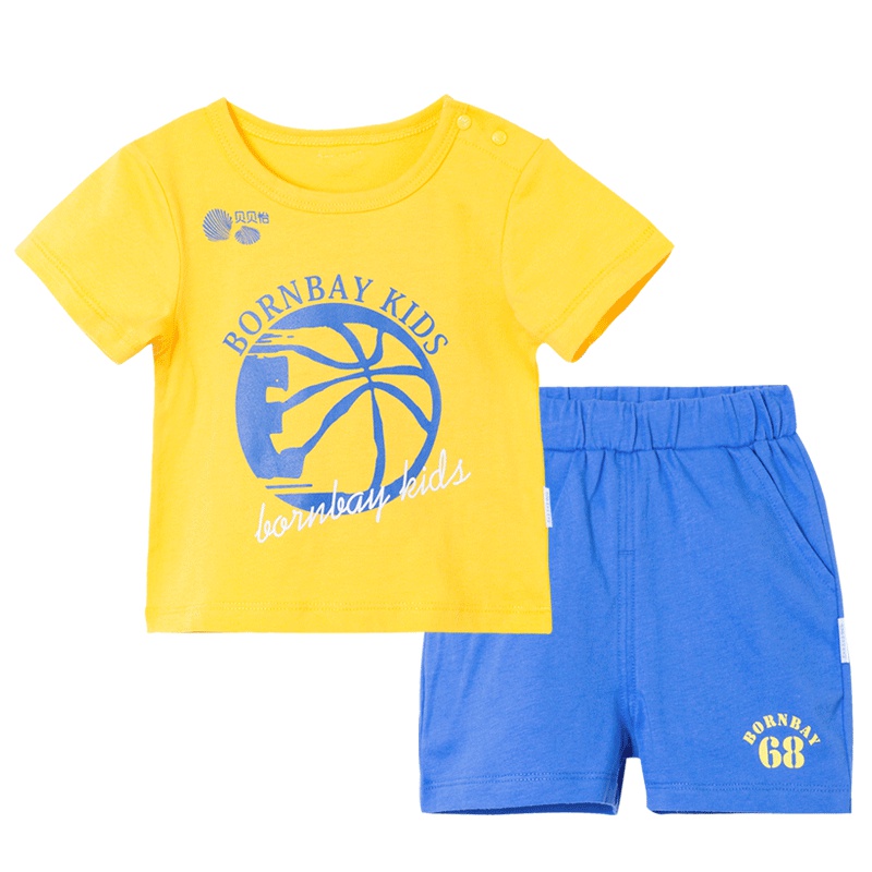 贝贝怡男童装短袖T恤短裤运动套装夏装1-3-6岁运动装182T148