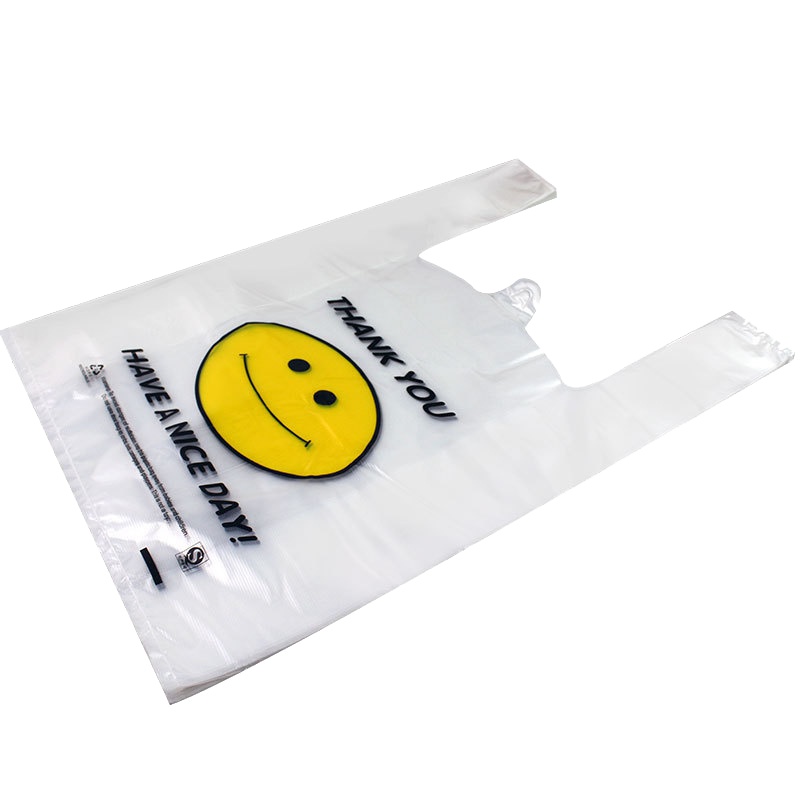 透明笑脸背心袋 超市塑料袋 购物袋 水果袋马甲包装袋(50只)