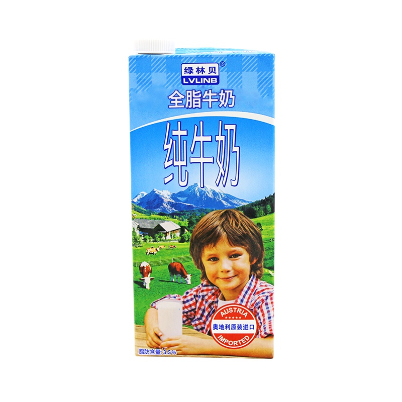 奥地利原装进口 绿林贝超高温灭菌UHT全脂纯牛奶1L*6 进口食品