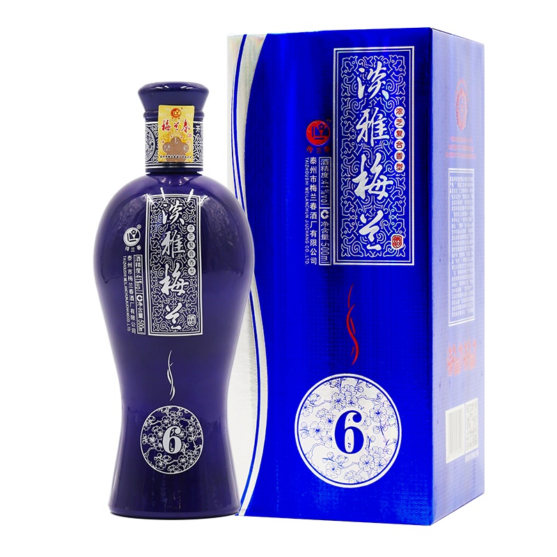 梅兰春 41.8度淡雅6 500ml双瓶 装(送礼袋)浓芝复合香型白酒 百姓口粮酒 中华老字号 产自江苏泰州
