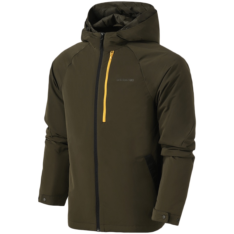 adidas阿迪达斯NEO男装运动服休闲棉服连帽外套DW8151 L DW8151军绿色