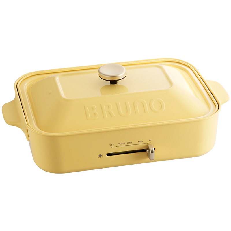 BRUNO 多功能锅料理锅 电烧烤锅电火锅蒸锅家用电烤锅 维尼黄款 标配+瓷白深锅+坑纹烤盘